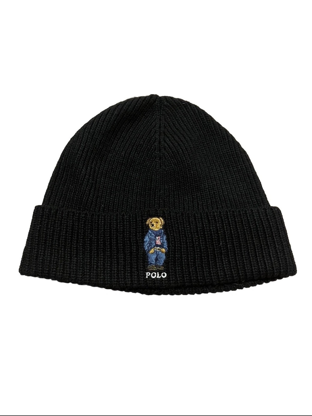Polo by Ralph Lauren Black Knit Beanie with Polo Bear Embroidery